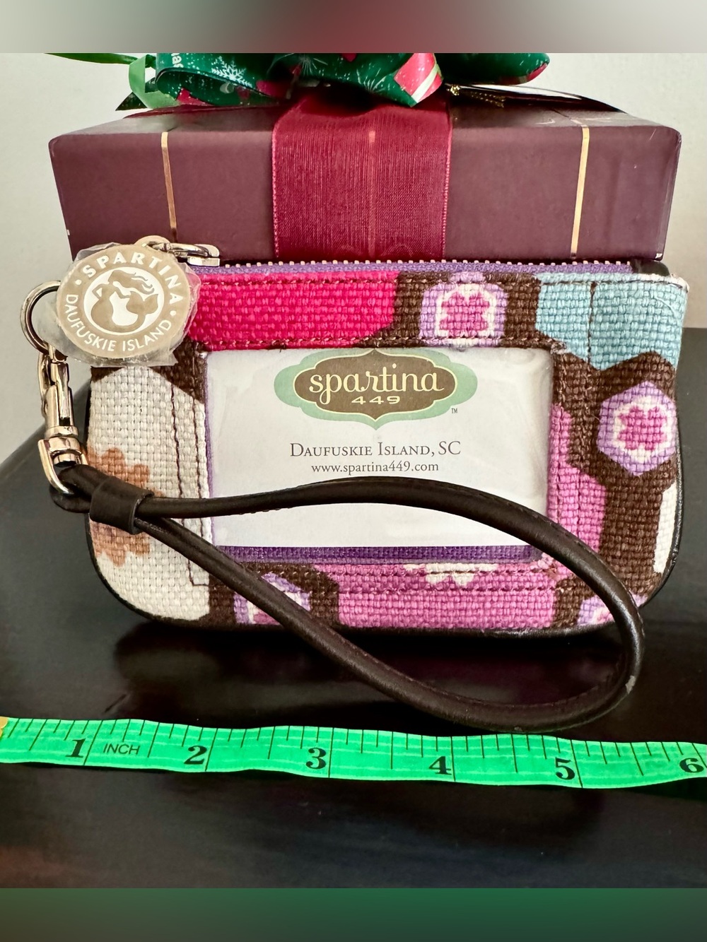 NWOT Spartina 449 Daufuskie Island Floral Wristlet purse Bag in Pink & Purple